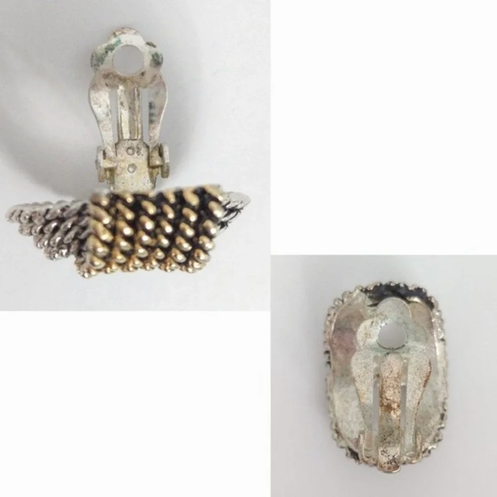 Vintage Gold & Silver Rope Cable Hoop Clip Earrings (Set‎ of 3)